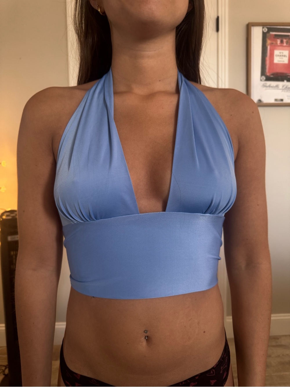 Princess Polly Light Blue Halter Crop Top
